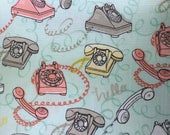 Fabric with rotary phones -Fabric with vintage phones - Talk To Me - Ink Arrow Fabrics - Quilting Cotton Fabrics - Choose your cut.