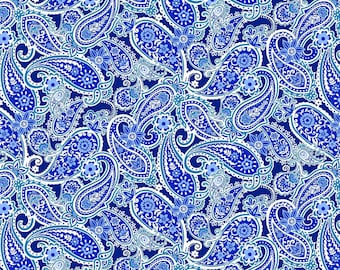 Blue Paisleys - Blue Prints by Color Principle - Henry Glass Fabrics - Fabric by the Yard - 100% Quilting Cotton