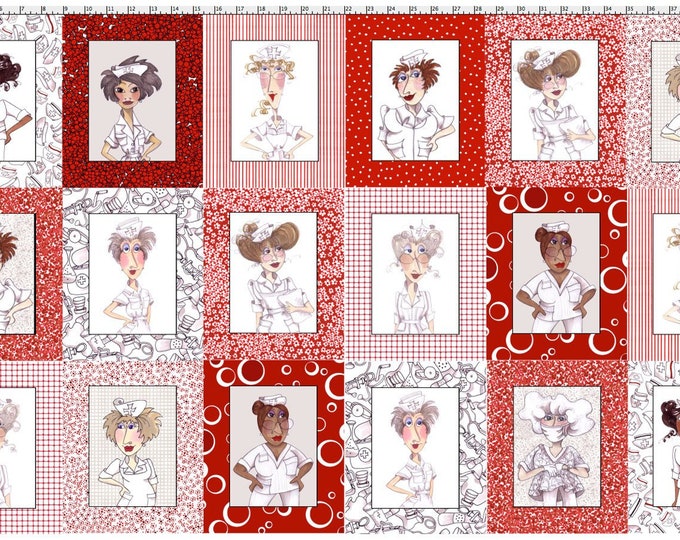 Nurse Panel Fabric Nifty Nurse Fabric Panel by Loralie for Loralie