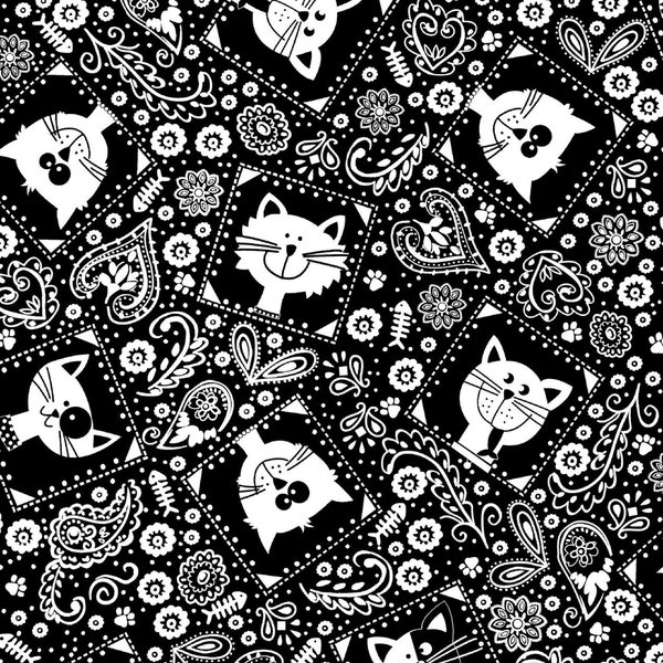 Bow Wow Meow - Freckle & Lollie - Cat Bandana - Quilting Cotton Fabric - Fabric by the Yard