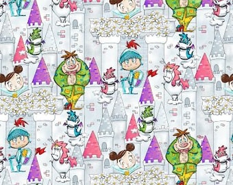 Believe in Magic Fabric – Castle & Characters Quilting Cotton