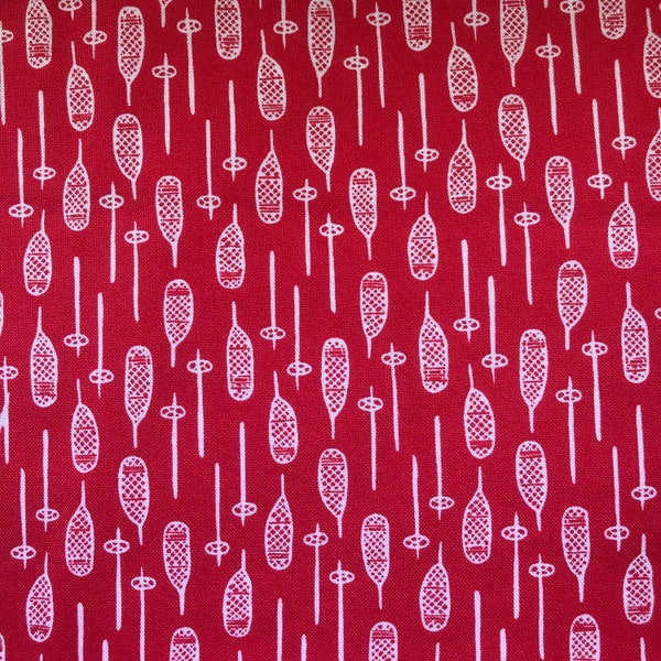 Red Fabric - Snow Shoes Fabric - Stella 452 - Dear Stella - Quilting Cotton Fabrics - Fabric by the yard