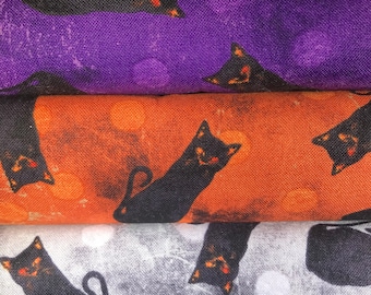 Fat Quarter Bundle - Quilting Cotton Fabric - 3 Fat Quarters - Wilmington Prints - Frightful Nights Collection - Halloween Fabric.