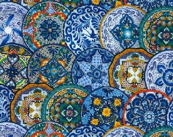 Blue Fabric - Elizabeth Studios - Fiesta Collection - Quilting Cotton Fabric - Fabric by the yard