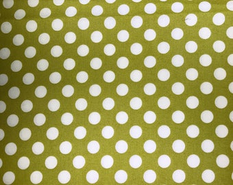 Green fabric with white polka dots.  The Henley Studio.  Quilting Cotton Fabric.  Choose your cut.