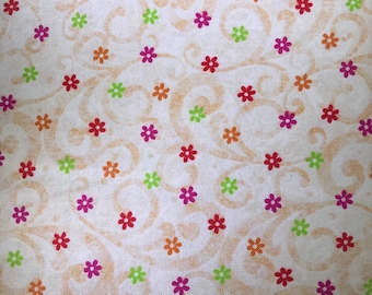 White Fabric with little flowers - Victoria Hutto for Quilting Treasures - Pecking Order - Quilting Cotton Fabric - Choose your cut