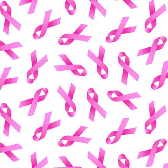 David Textiles DT-3056-0C-2 Breast Cancer Awareness Cotton Fabric Ribbons on Ribbons White