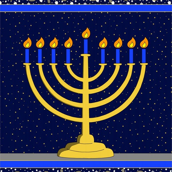 Hanukkah quilt panel