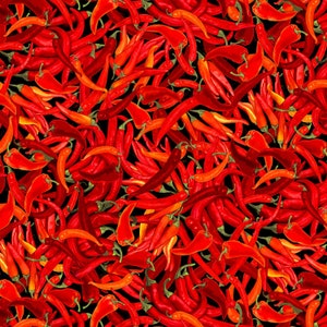 Fabric with Red Chilies  - Timeless Treasures - Food Fabric - Quilting Cotton Fabrics - Fabric by the Yard - Kitchen Fabric