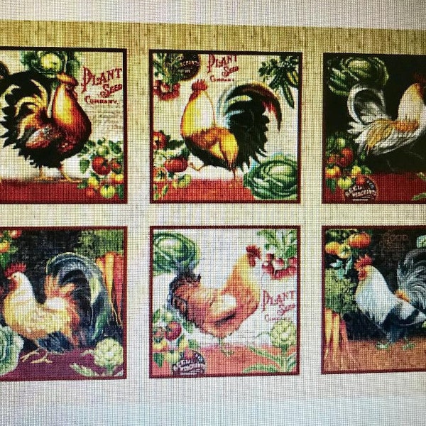 Rooster 24" Panel Fabric - Farmer's Market by Studio E Fabrics - Quilting Cotton Fabric - Panel Fabric