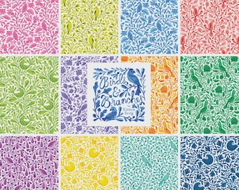 Birds & Branches - 2 1/2" x 44" Strips - Jelly Roll - 40 pieces per pack - 100% Organic Cotton - Cloud9 Fabrics.