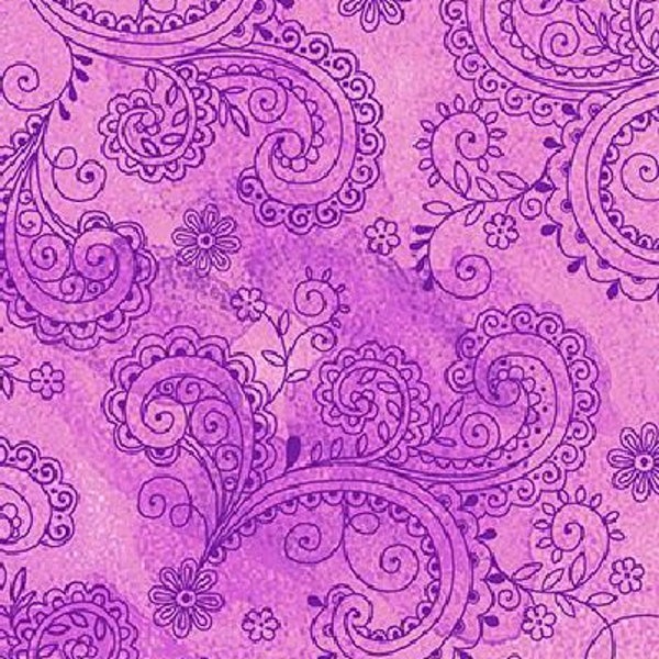 Purple fabric with swirls - Purple Paisley Fabric - Quilting Treasures Fabric - Quilting Cotton Fabric - Choose your cut size.
