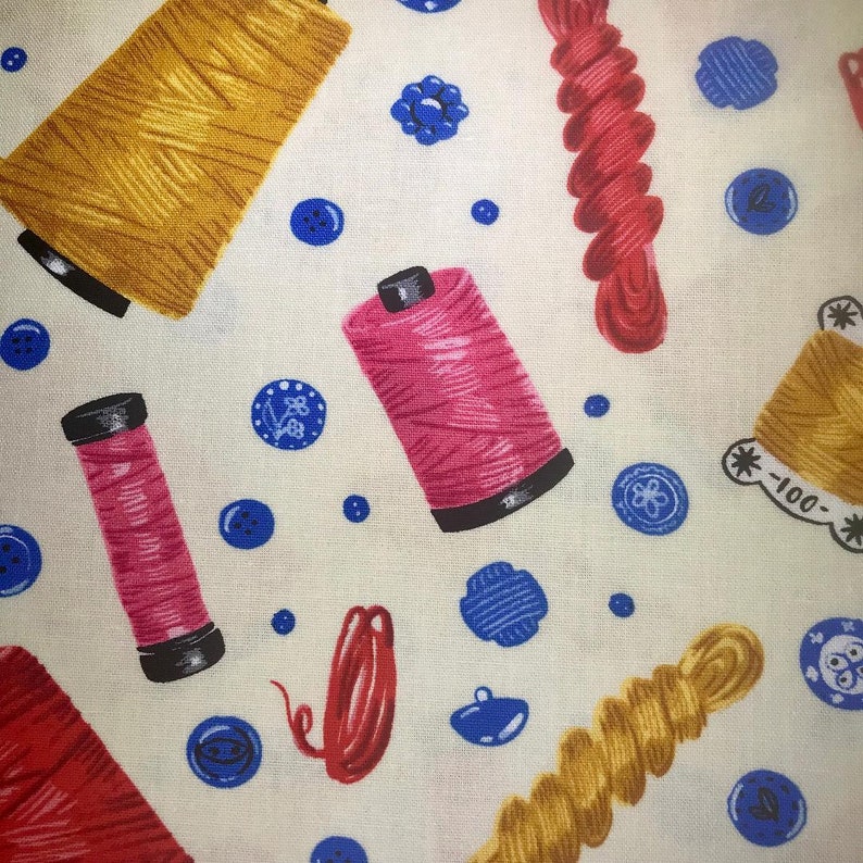Fabric With Sewing Notions Sewn With Charm Robert Kaufman Etsy