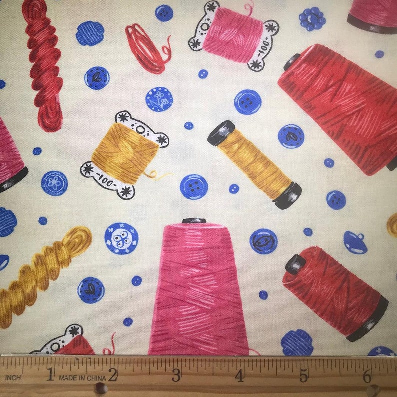 Fabric with Sewing Notions Sewn with Charm Robert Kaufman Etsy