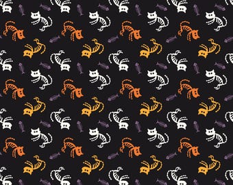 Cat Halloween Fabric - Beggar's Night - Riley Blake Designs - Sanday Gervais Collection - Fabric by the Yard - 100% Quilting Cotton