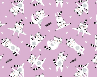 Purple Meow Around- Having Fun Collection - Camelot Fabrics - Quilting Cotton Fabric - Fabric by the Yard