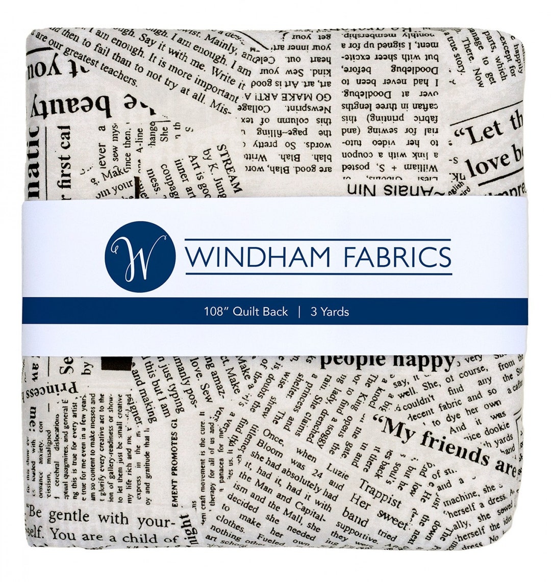 Windham Fabrics Quilt Back Newsprint Measures 108 Wide by 3 Yards 100
