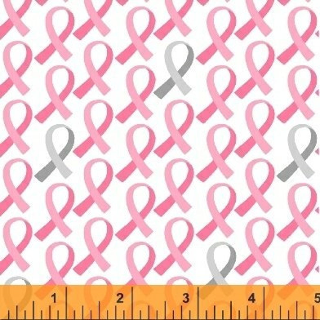 Pink Ribbon Fabric Anything is Possible Windham Fabrics 421422 Quilting Cotton Fabric Fabric by