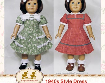 Molly Sewing EPattern AG 18 in doll 1940s style dress pattern digital download FOR-1