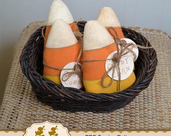 Primitive Candy Corn sewing pattern / Autumn bowl fillers / Halloween E-pattern digital download # MK-10