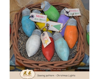 Christmas Lights sewing pattern Primitive style bowl fillers holiday decor E-pattern digital download # MK-15