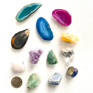 MINI Set of 4 - Gemstone & Crystal Magnet Set | Refrigerator Magnets | Geode Magnet Set | Gift Idea