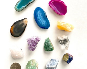 MINI Set of 4 - Gemstone & Crystal Magnet Set | Refrigerator Magnets | Geode Magnet Set | Gift Idea