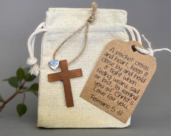 Pocket Cross with Heart – Christian Gift, Comfort Token, Baptism or Easter Gift