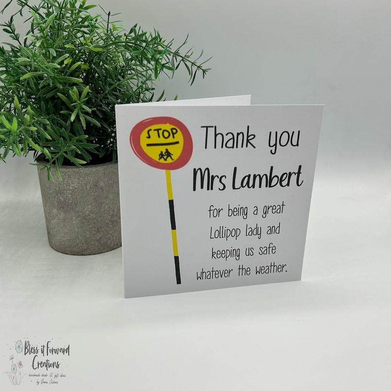 Thank You lollipop lady / Man card Thank you Card Printed Card Personalised Card image 2