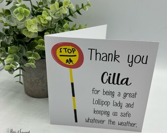 Thank You lollipop lady / Man card - Thank you Card | Printed Card | Personalised Card