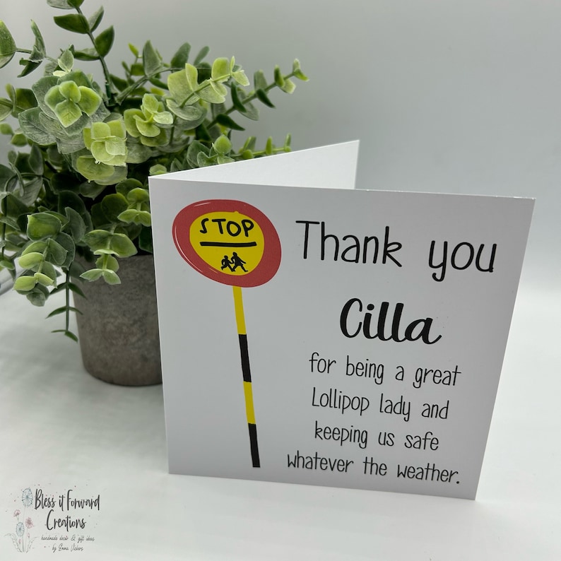 Thank You lollipop lady / Man card Thank you Card Printed Card Personalised Card image 1