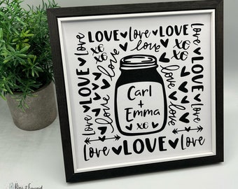 Personalised LOVE Design - Valentines Day - Wedding Anniversary - gift for her - gift for him - Handmade