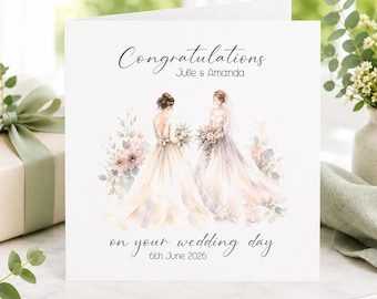 Mrs and Mrs Wedding Card Personalised | Wedding Congratulations Card | Same Sex Wedding Card | Bride to Bride Card | LGBTQ Wedding