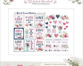 Segnalibri di preghiera / Kit per diario di preghiera / Materiale per scrapbooking a tema religioso / Download immediato