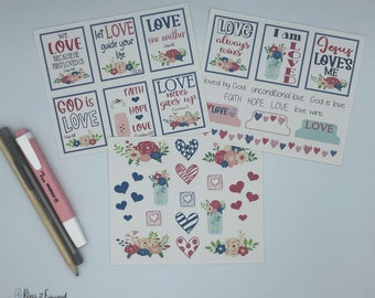 Love Themed Sticker Set | Motivational Stickers | Bible Journaling Stickers