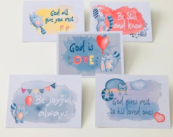 Christian Faith A6 Postcards and Envelopes, Penpal Set, Stationery Set, Letter Set, Note Paper, Cat Theme