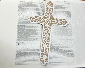 Cross Bookmark - Handcut Papercut - Christian Decor Design | Baptism Gift | Easter Gift | Christian Faith Gift | Bible Verse Art