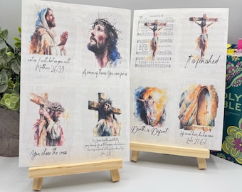 Pegatinas cristianas de Pascua / Pegatinas para diario bíblico / Juego de pegatinas de fe y escritura / Planificador, cuaderno, decoración para álbumes de recortes