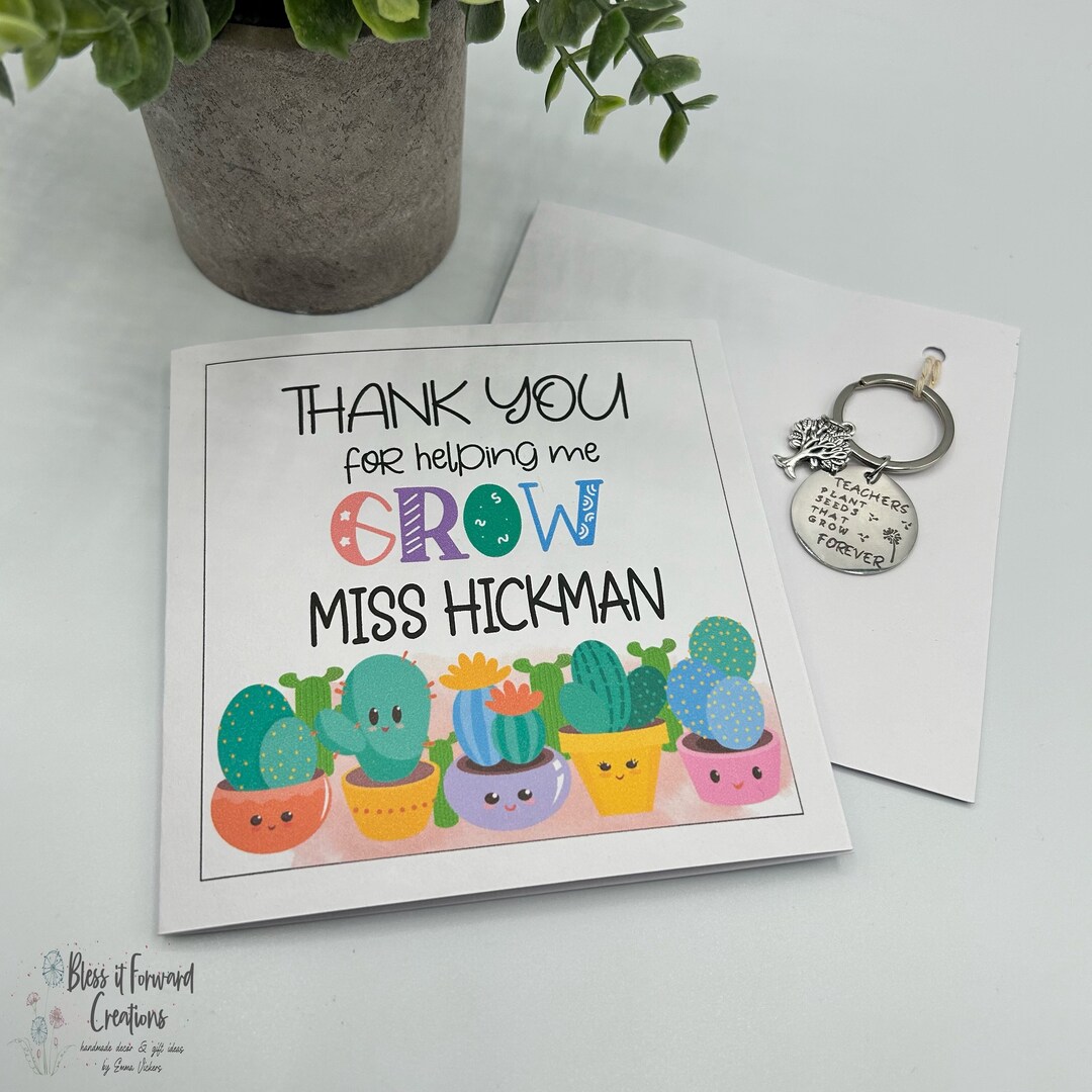 Thank You for Helping to Me Grow With Keyring Personalised Teacher ...
