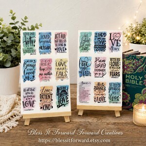 18 inspirational Love Themed stickers, Christian Faith Journaling, Bible Journaling