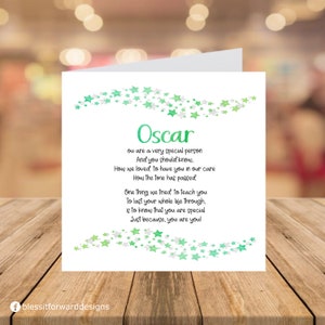 Just as You are Card Childcare Leaving card Childminder Teacher Nursery Printed Card Green Stars