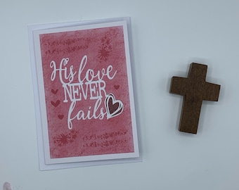His Love Never fails Card - Printed Card - Christian Faith Card - Bible Verse Card