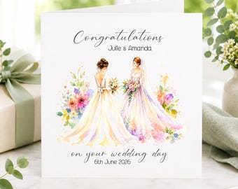 Mrs and Mrs Wedding Card Personalised | Wedding Congratulations Card | Same Sex Wedding Card | Bride to Bride Card | LGBTQ Wedding