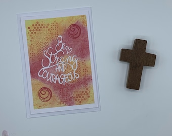 Be Strong & Courageous - Joshua 1:9 - Printed Card - Christian Faith Card - Bible Verse Card