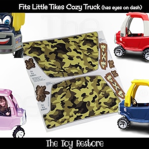 Camo Decals Replacement Stickers for Older Little Tikes Cozy Truck with Eyes on Dash Add-on only