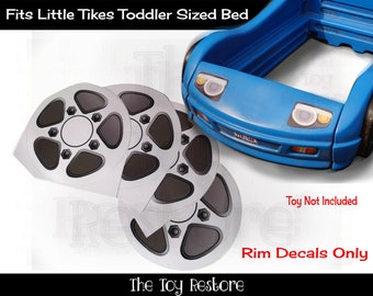 The Toy Restore Replacement Stickers fits Little Tikes Tykes Toddler Race Car Bed White Rims