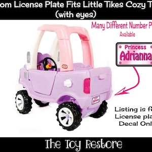 Princess Decals Vanity License Plate Replacement Stickers fits Little Tikes Tykes Custom Cozy Coupe Truck (With Eyes)