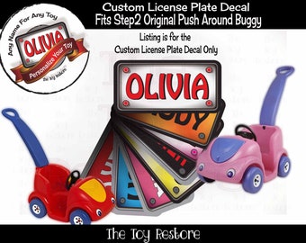 Toy Restore Custom License Plate Decal Replacement Stickers fits Step2 Push Around Buggy Ride-on Car