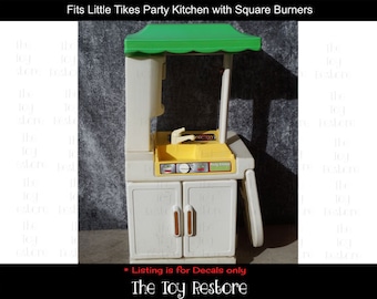 The Toy Restore Replacement Stickers fits Little Tikes Party Kitchen With The Coffee Maker (No Clock) Stainless Steel