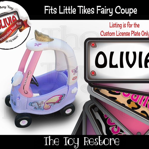 Plaque d’immatriculation personnalisée Les autocollants de remplacement de restauration de jouet s’adapte à Little Tikes Fairy Cozy Coupé Car Ride-on